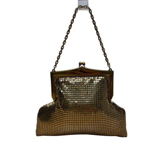 Vintage Whiting & Davis Co Women’s Gold Mesh Chain Handle Clutch Bag Sz S - Picture 1 of 9